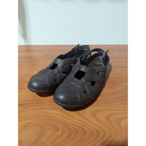 Life Stride Women Shoes Strap‎ sandals Brown Wedge 9W